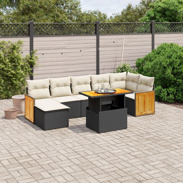 Set mobilier de grădină cu perne, 8 piese, negru, poliratan - WALTI WALTI