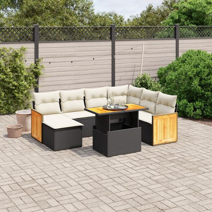 Set mobilier de grădină cu perne, 8 piese, negru, poliratan - WALTI WALTI