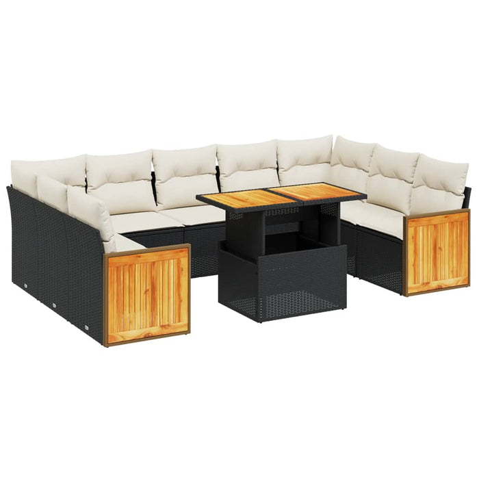 Set canapele de grădină cu perne, 10 piese, negru, poliratan - WALTI WALTI