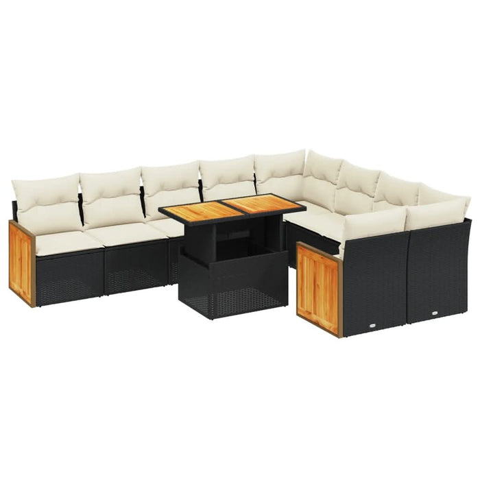 Set canapele de grădină cu perne, 10 piese, negru, poliratan - WALTI WALTI