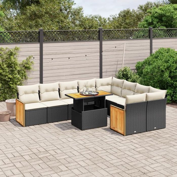 Set canapele de grădină cu perne, 10 piese, negru, poliratan - WALTI WALTI