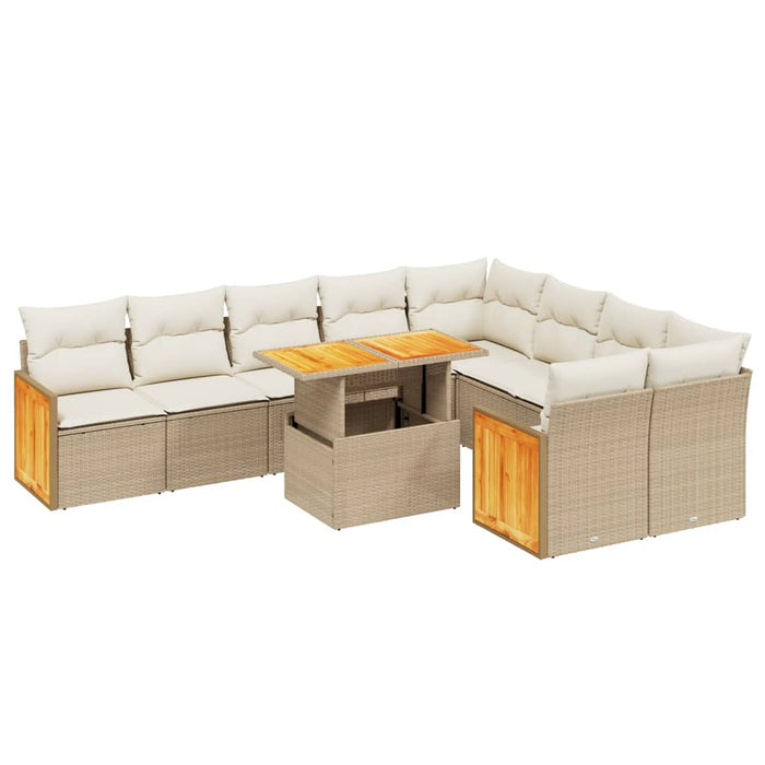 Set canapele de grădină cu perne, 10 piese, bej, poliratan WALTI