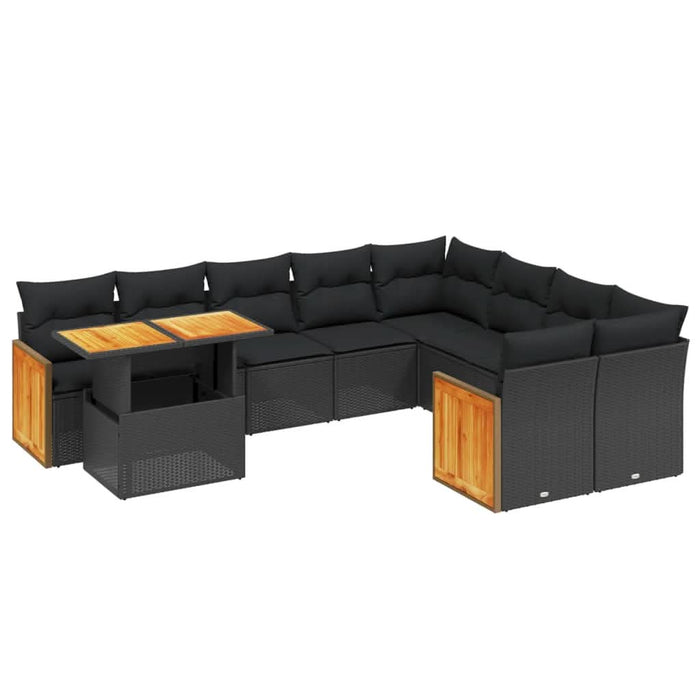 Set canapele de grădină cu perne, 10 piese, negru, poliratan - WALTI WALTI