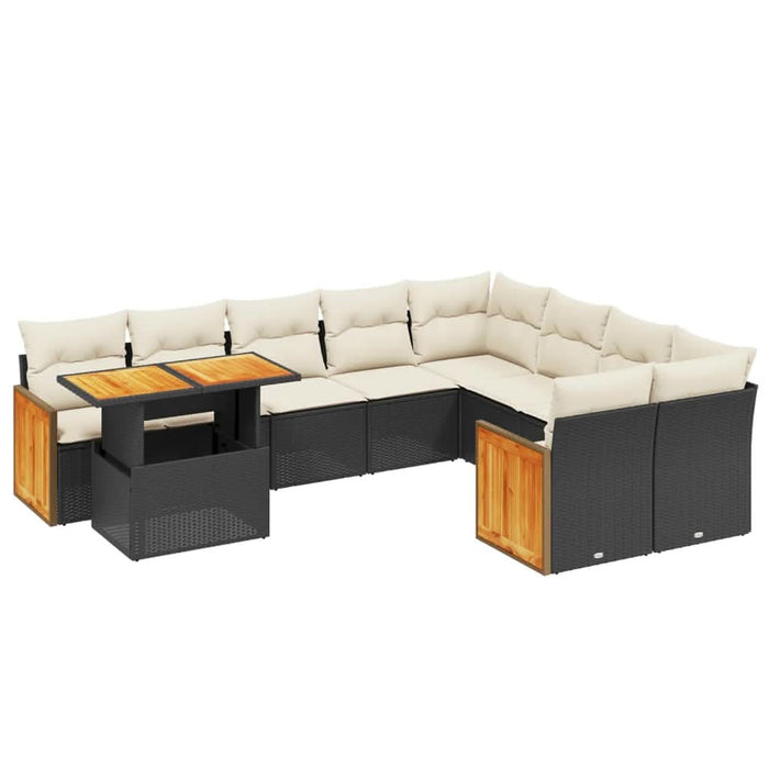 Set canapele de grădină cu perne, 10 piese, negru, poliratan - WALTI WALTI