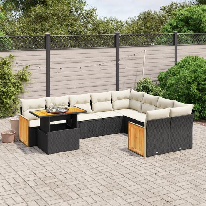 Set canapele de grădină cu perne, 10 piese, negru, poliratan - WALTI WALTI