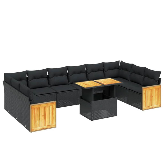 Set canapele de grădină cu perne, 11 piese, negru, poliratan - WALTI WALTI