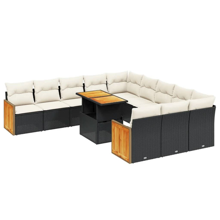 Set canapele de grădină cu perne, 11 piese, negru, poliratan - WALTI WALTI