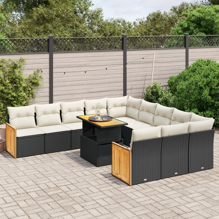 Set canapele de grădină cu perne, 11 piese, negru, poliratan - WALTI WALTI