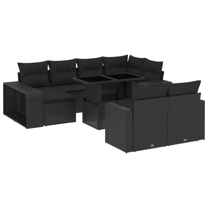 Set canapele de grădină cu perne, 11 piese, negru, poliratan - WALTI WALTI