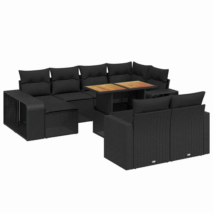Set canapele de grădină cu perne, 11 piese, negru, poliratan - WALTI WALTI
