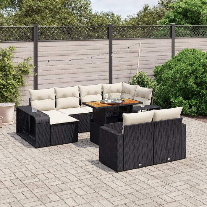 Set canapele de grădină cu perne, 11 piese, negru, poliratan WALTI
