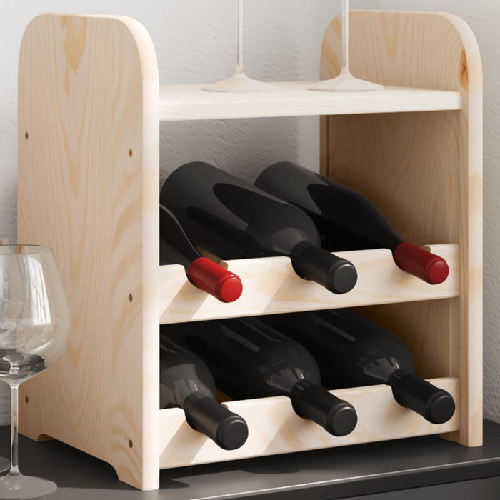 Suport pentru vin cu raft superior, 33x25x37 cm, lemn masiv pin - WALTI WALTI