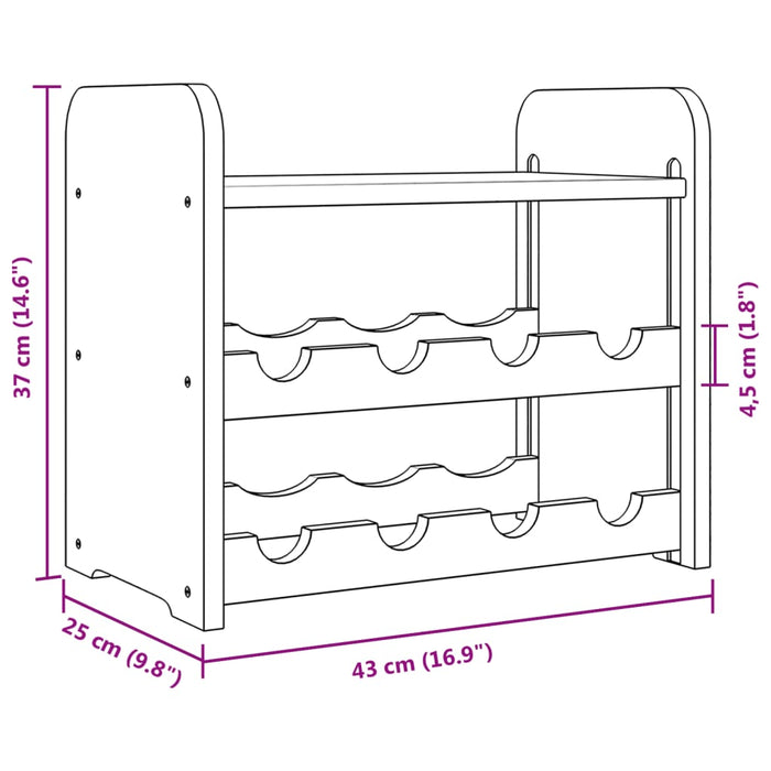 Suport vinuri cu raft superior, 43x25x37 cm, lemn masiv de pin - WALTI WALTI