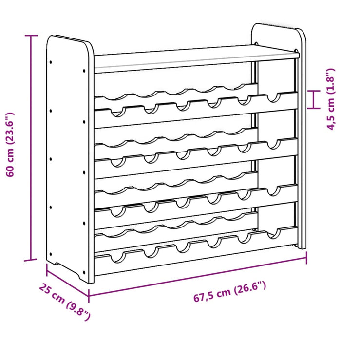 Suport de vinuri cu raft superior, 67,5x25x60cm, lemn masiv pin - WALTI WALTI