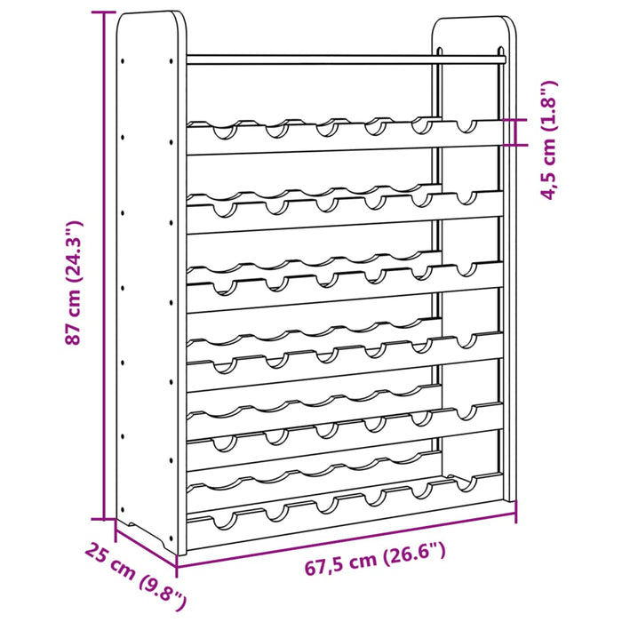 Suport de vinuri cu raft superior, 67,5x25x87cm, lemn masiv pin - WALTI WALTI