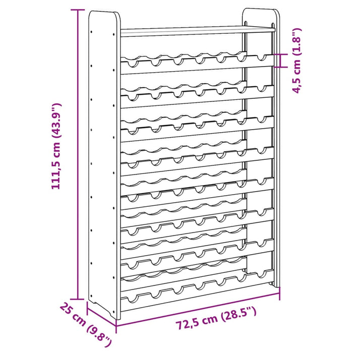 Suport vinuri cu raft superior, 72,5x25x111,5cm, lemn masiv pin - WALTI WALTI