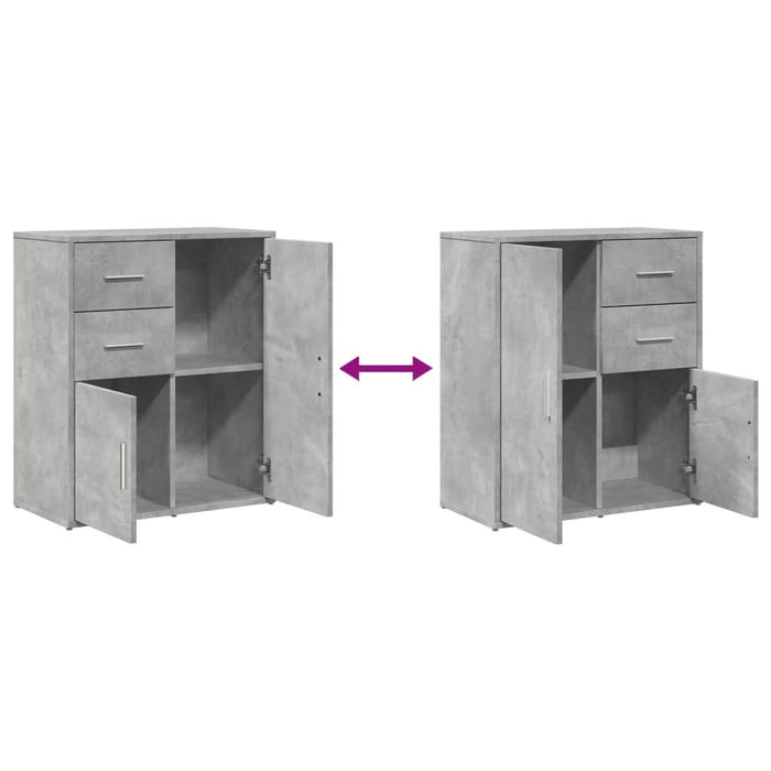 Dulapuri, 2 buc., gri beton, 60x31x70 cm, lemn prelucrat - WALTI WALTI