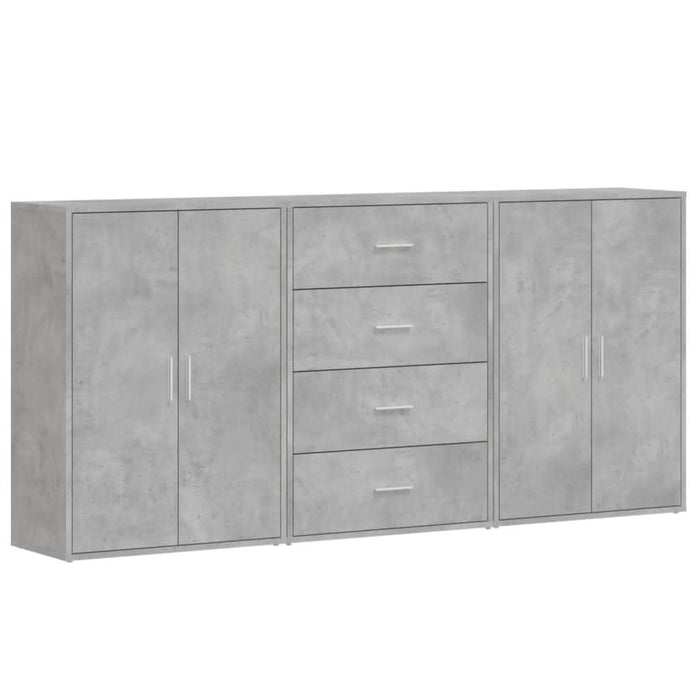 Dulapuri, 3 buc., gri beton, 60x31x84 cm, lemn prelucrat - WALTI WALTI