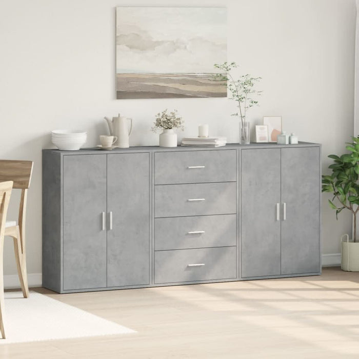 Dulapuri, 3 buc., gri beton, 60x31x84 cm, lemn prelucrat - WALTI WALTI