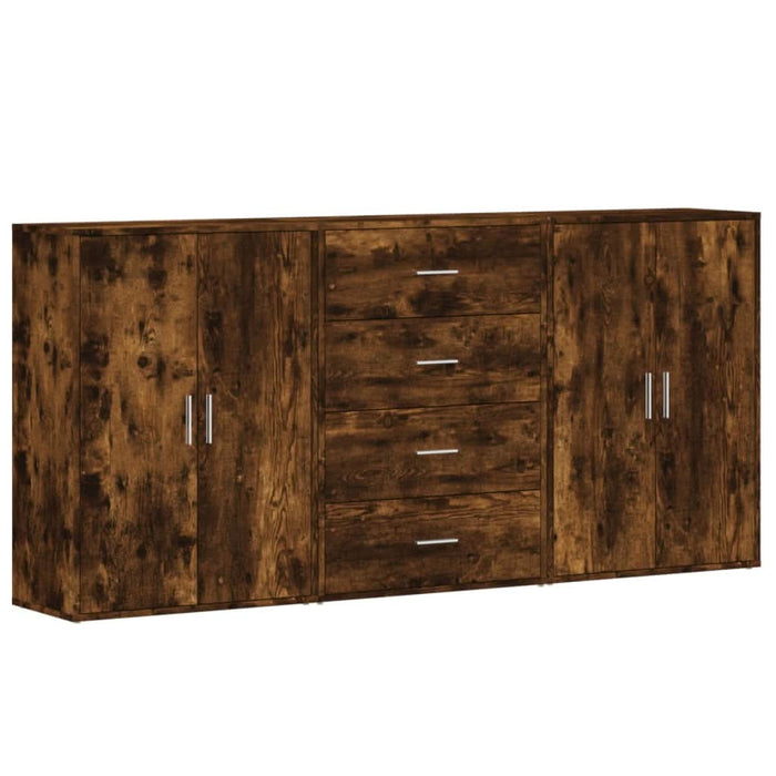Dulapuri, 3 buc., stejar fumuriu, 60x31x84 cm, lemn prelucrat - WALTI WALTI