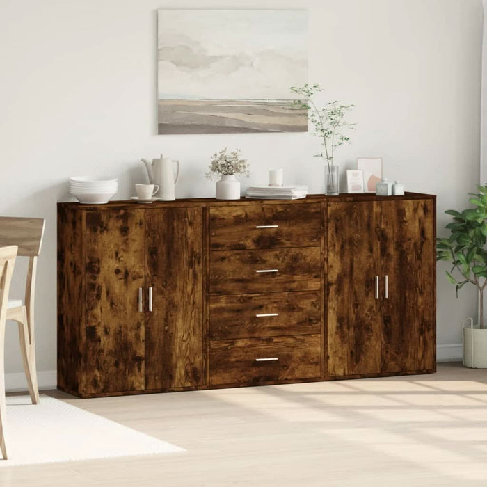 Dulapuri, 3 buc., stejar fumuriu, 60x31x84 cm, lemn prelucrat - WALTI WALTI