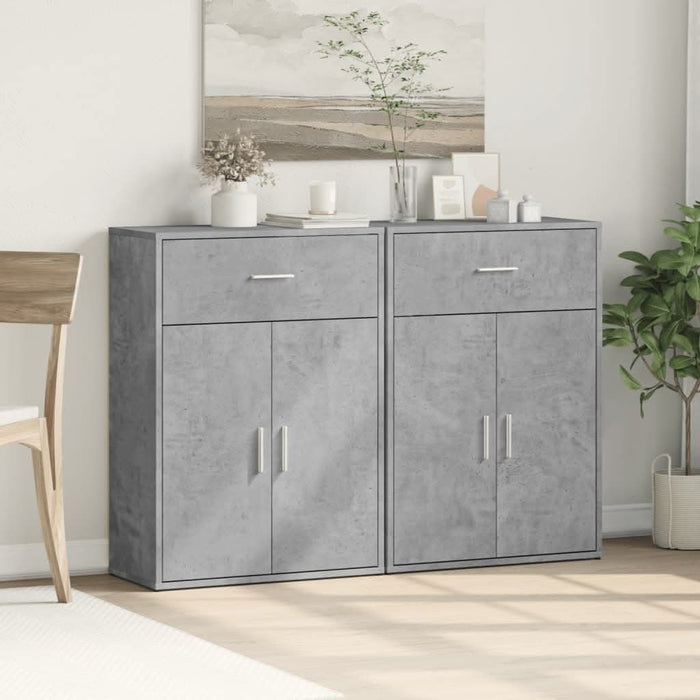 Comode, 2 buc., gri beton, 60x30x84 cm, lemn compozit - WALTI WALTI