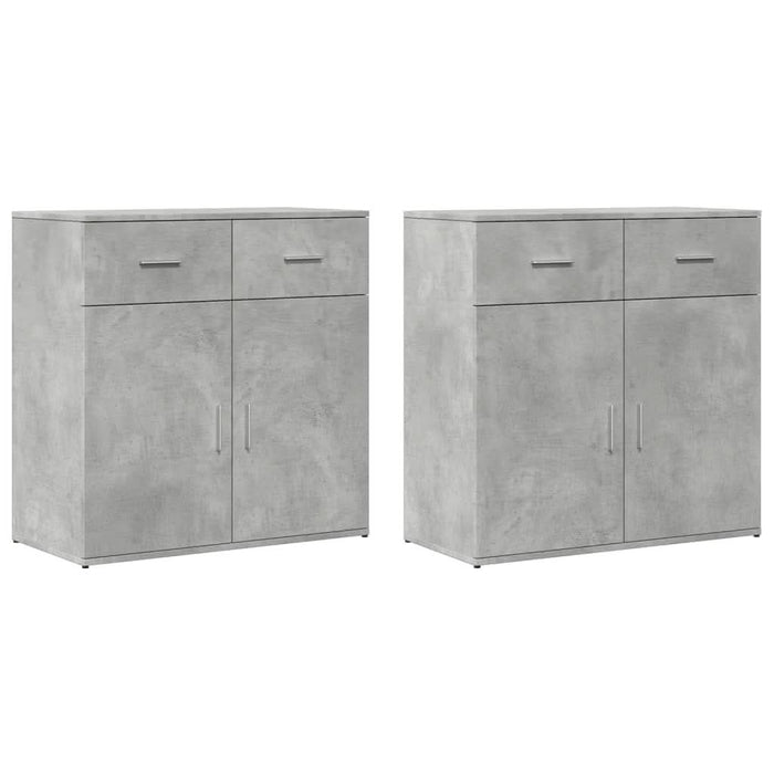 Dulapuri, 2 buc., gri beton, 79x38x80 cm, lemn prelucrat - WALTI WALTI