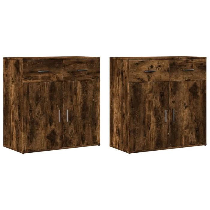 Dulapuri, 2 buc., stejar fumuriu, 79x38x80 cm, lemn prelucrat - WALTI WALTI