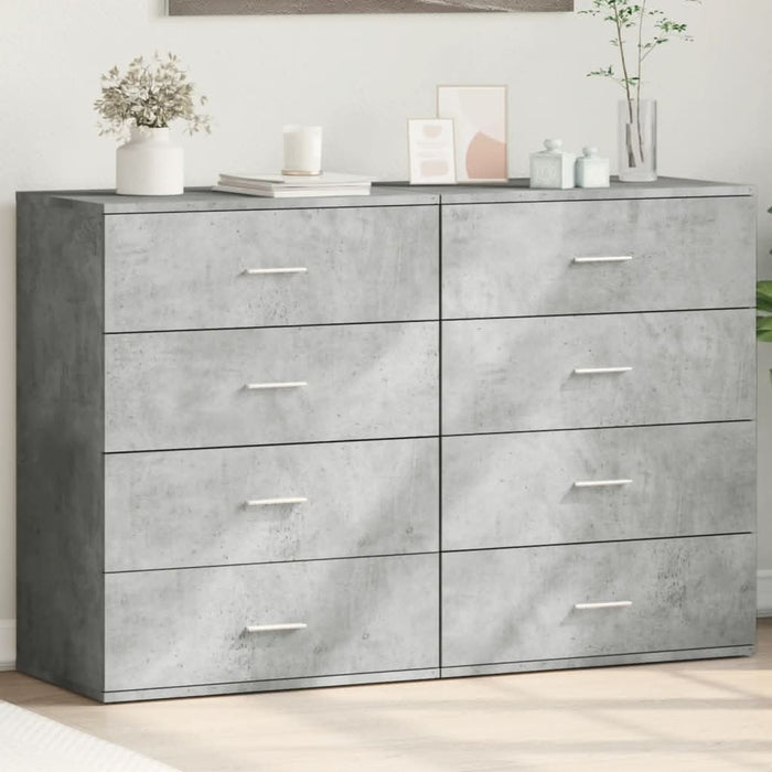 Dulapuri, 2 buc., gri beton, 60x39x80 cm, lemn prelucrat - WALTI WALTI