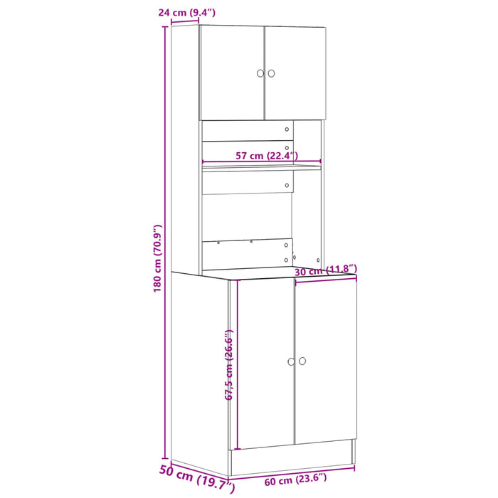 Dulap de bucătărie, gri beton, 60x50x180 cm, lemn prelucrat - WALTI WALTI