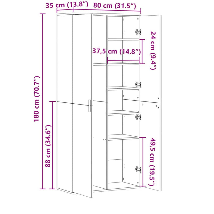 Dulap înalt, alb, 80x35x180 cm, lemn prelucrat - WALTI WALTI