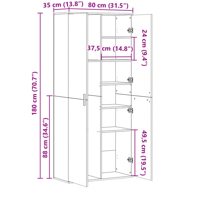 Dulap înalt, stejar maro, 80x35x180 cm, lemn prelucrat - WALTI WALTI