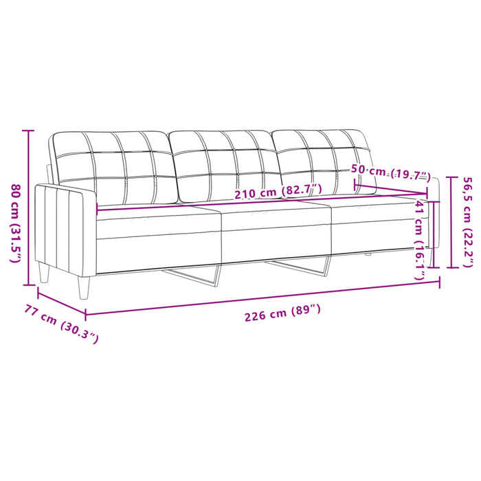 Canapea cu 3 locuri, gri închis, 210 cm, material textil - WALTI WALTI