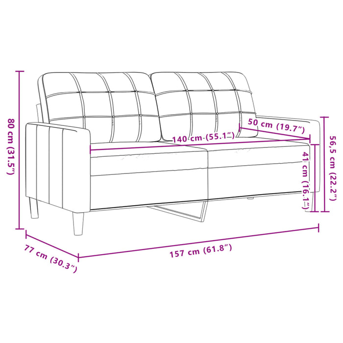 Canapea cu 2 locuri, negru, 140 cm, catifea - WALTI WALTI