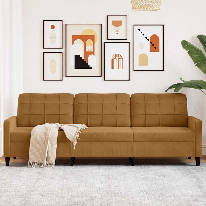 Canapea cu 3 locuri, maro, 210 cm, material catifea - WALTI WALTI