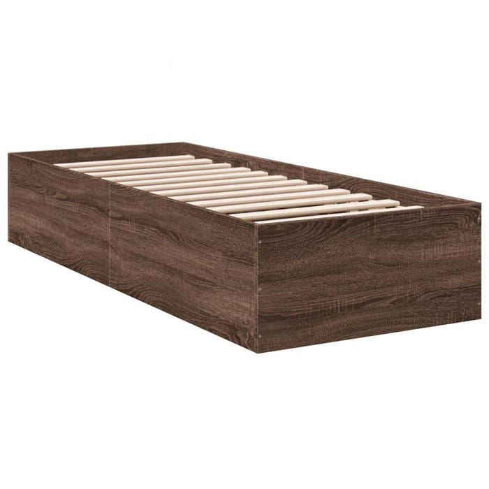 Cadru pat fără saltea, stejar maro 75x190 cm lemn prelucrat - WALTI WALTI