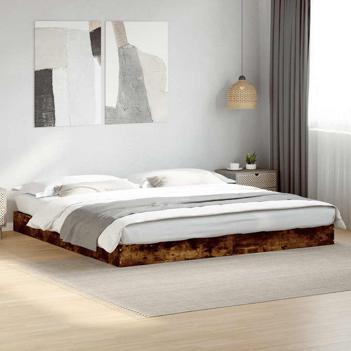 Cadru pat fără saltea stejar fumuriu 180x200cm lemn prelucrat WALTI
