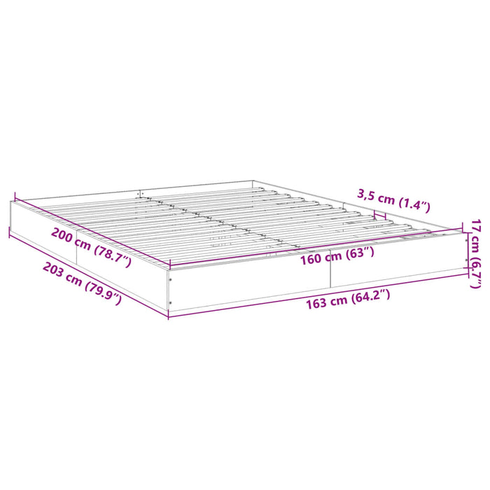 Cadru de pat, gri beton, 160x200 cm, lemn prelucrat WALTI