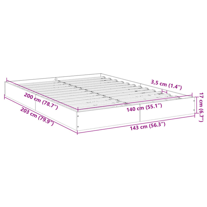 Cadru de pat, alb, 140x200 cm, lemn prelucrat - WALTI WALTI