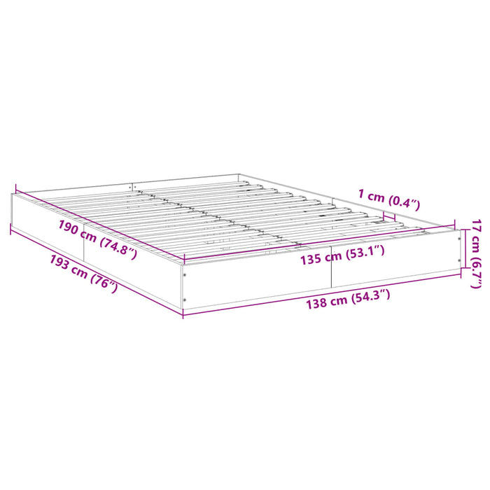 Cadru de pat, alb ,135x190 cm, lemn prelucrat - WALTI WALTI