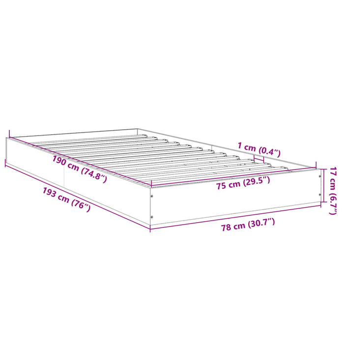Cadru de pat, gri sonoma, 75x190 cm, lemn prelucrat - WALTI WALTI