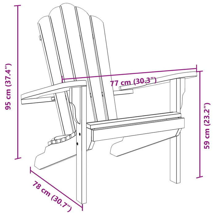 Scaun Adirondack de grădină, 77x78x95 cm, lemn masiv de tec WALTI