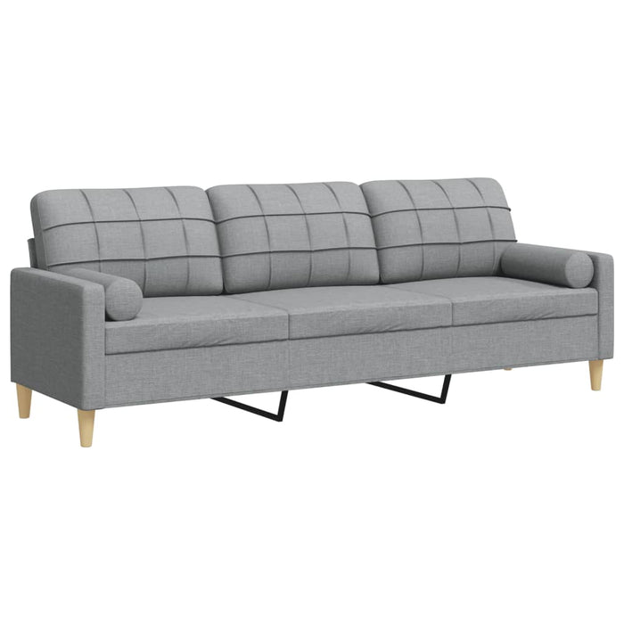 Canapea cu 3 locuri cu pernuțe, gri deschis, 210 cm, textil - WALTI WALTI