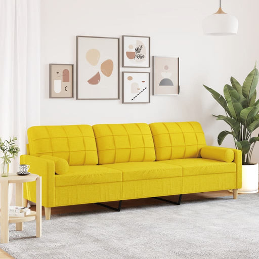 Canapea cu 3 locuri cu pernuțe, galben deschis, 210 cm, textil - WALTI WALTI