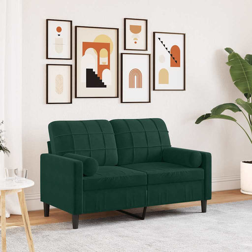 Canapea cu 2 locuri cu pernuțe, verde închis, 120 cm, catifea - WALTI WALTI