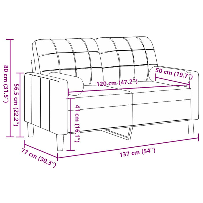 Canapea cu 2 locuri cu pernuțe, albastru, 120 cm, catifea - WALTI WALTI