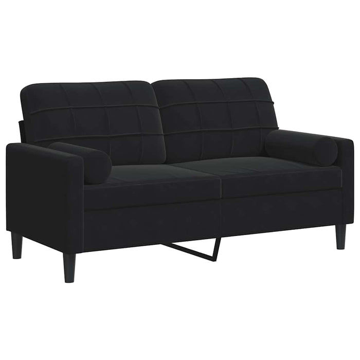 Canapea cu 2 locuri cu pernuțe, negru, 140 cm, catifea - WALTI WALTI