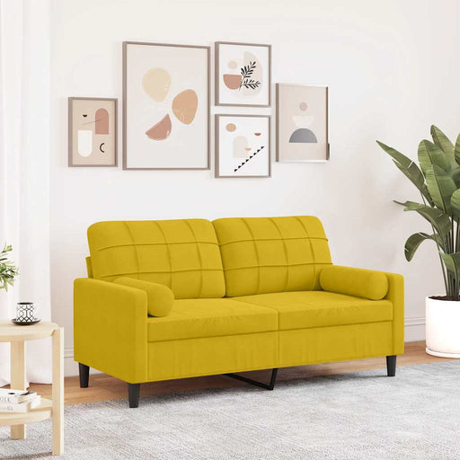 Canapea cu 2 locuri cu pernuțe, galben, 140 cm, catifea - WALTI WALTI