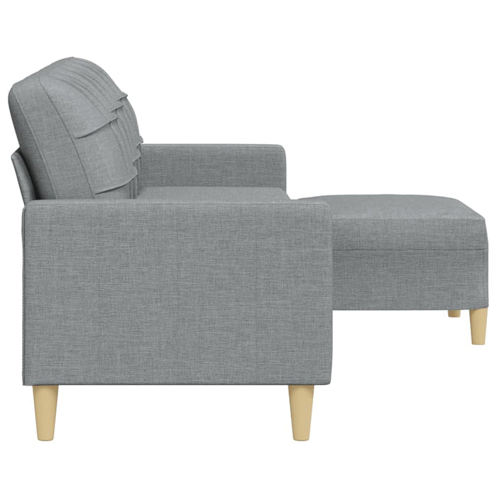 Canapea cu 3 locuri și taburet, gri deschis, 210 cm, textil - WALTI WALTI