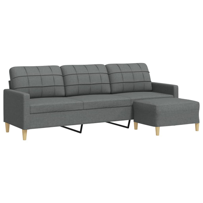 Canapea cu 3 locuri și taburet, gri închis, 210 cm, textil - WALTI WALTI